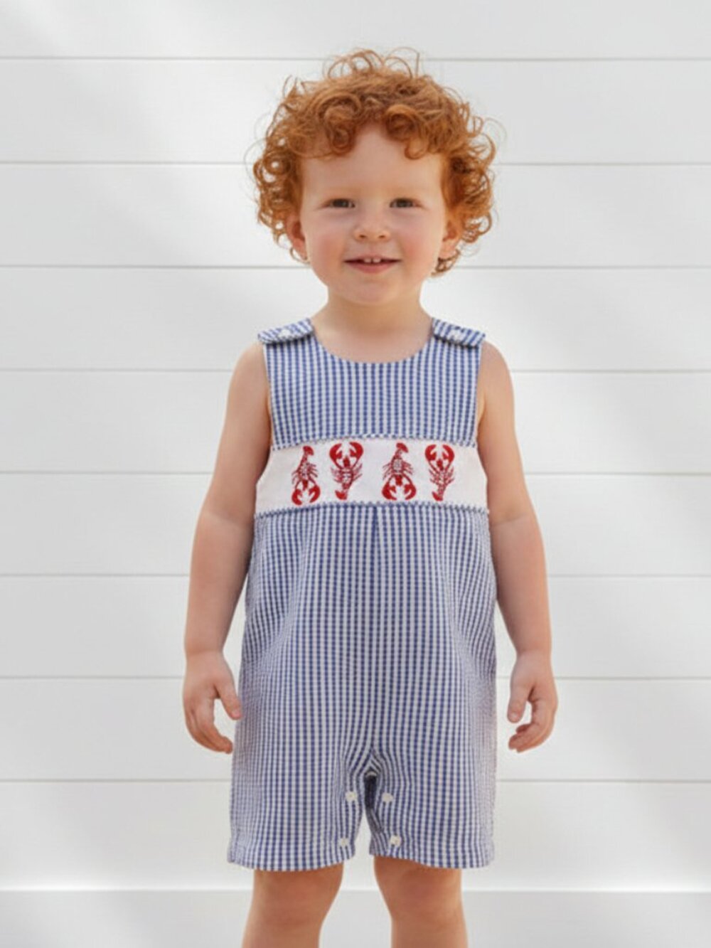 Lobster Pinstripe Romper, NWT